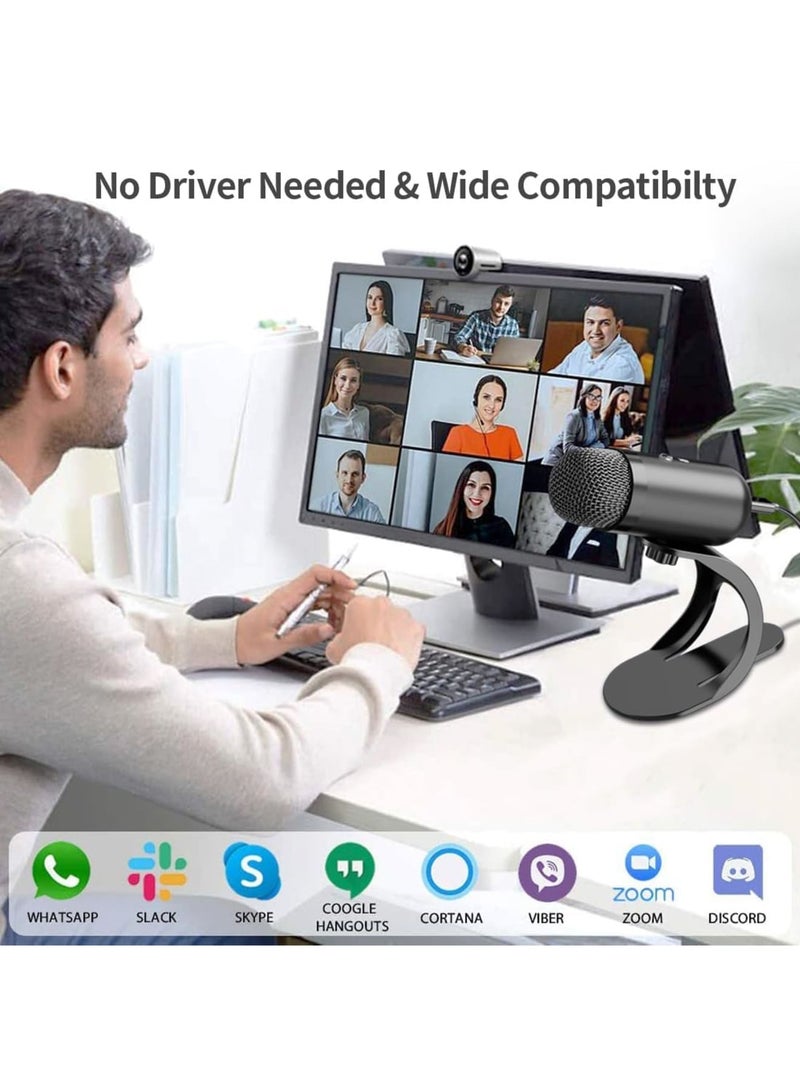 SYOSI USB Computer Microphone, Omnidirectional Condenser Podcast Mic for Recording and Streaming, Desktop Microphone with Mute Button and Volume Control, Plug & Play Stand for PC, Laptop, Mac, YouTube - Image 3